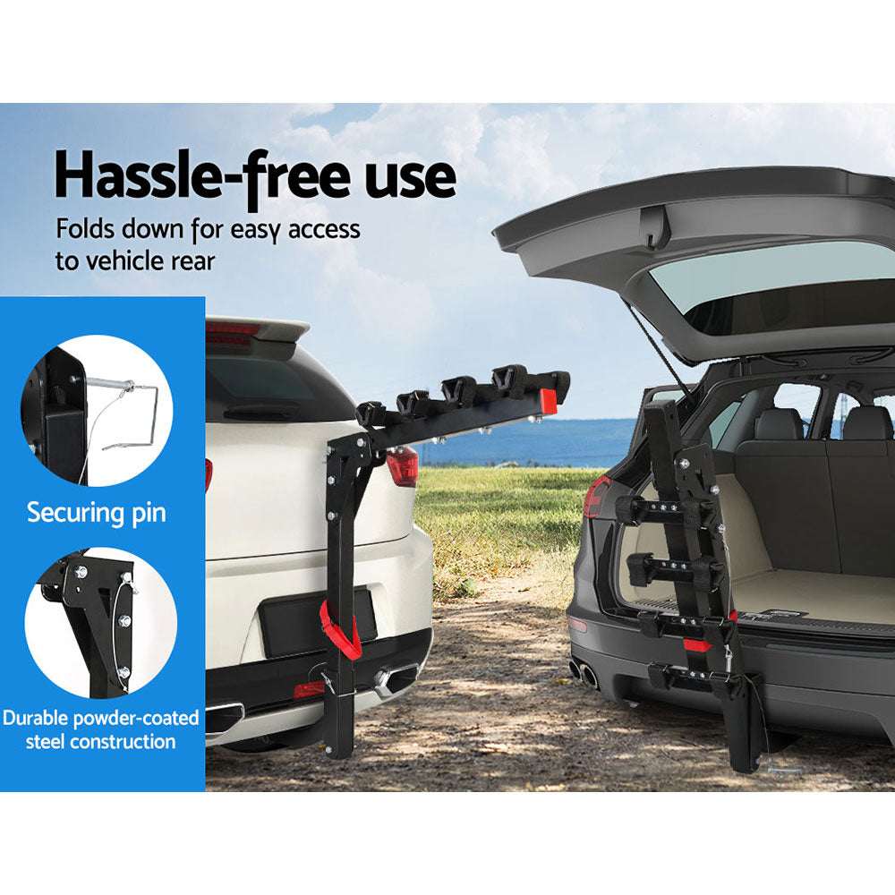 Giantz 4 Bicycle Bike Carrier Rack Car 2 Hitch Mount Foldable Black
