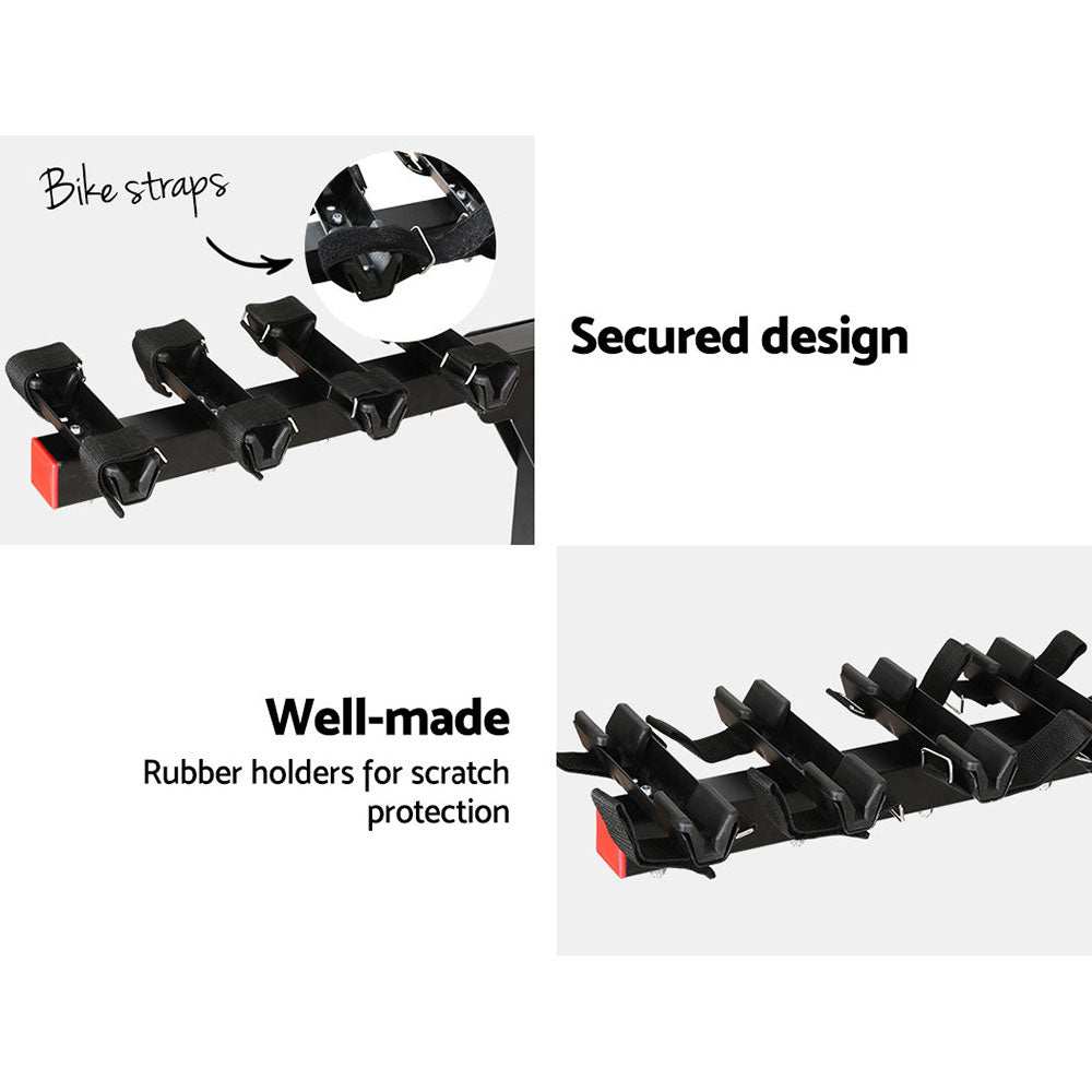 Giantz 4 Bicycle Bike Carrier Rack Car 2 Hitch Mount Foldable Black