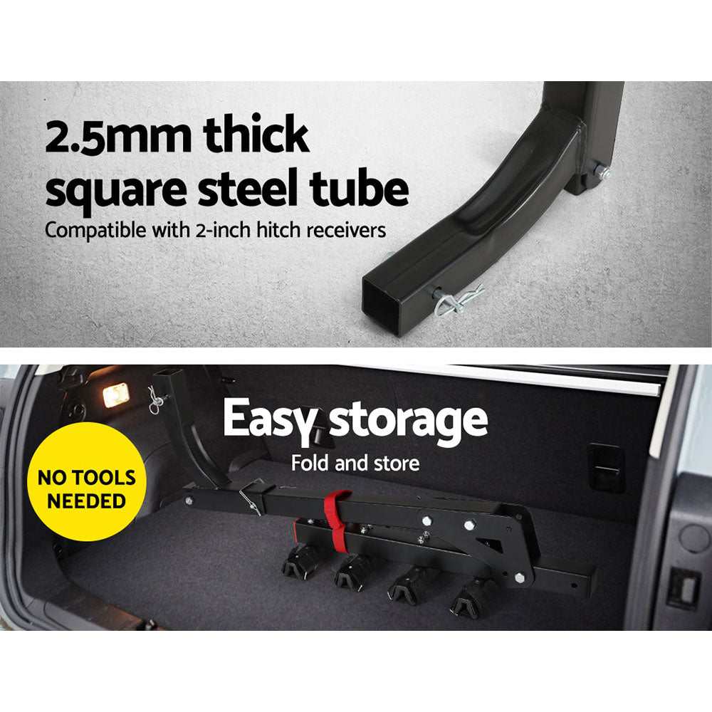 Giantz 4 Bicycle Bike Carrier Rack Car 2 Hitch Mount Foldable Black