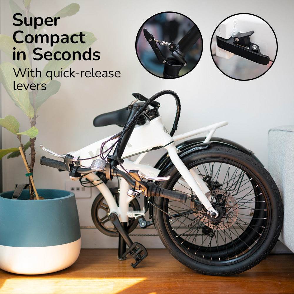 250 Watt Electric Folding Bike | White