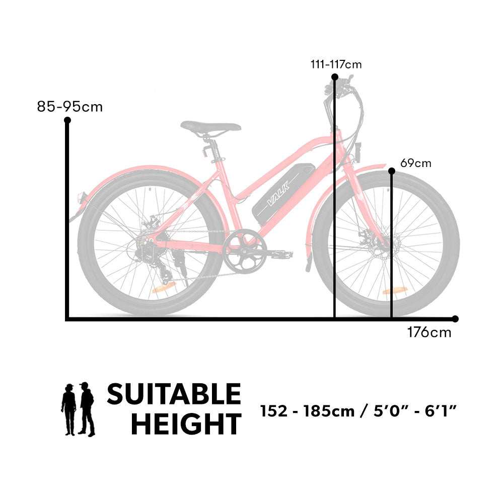 VALK Electric Bike eBike Ladies e-Bike Motorized Bicycle Battery Women