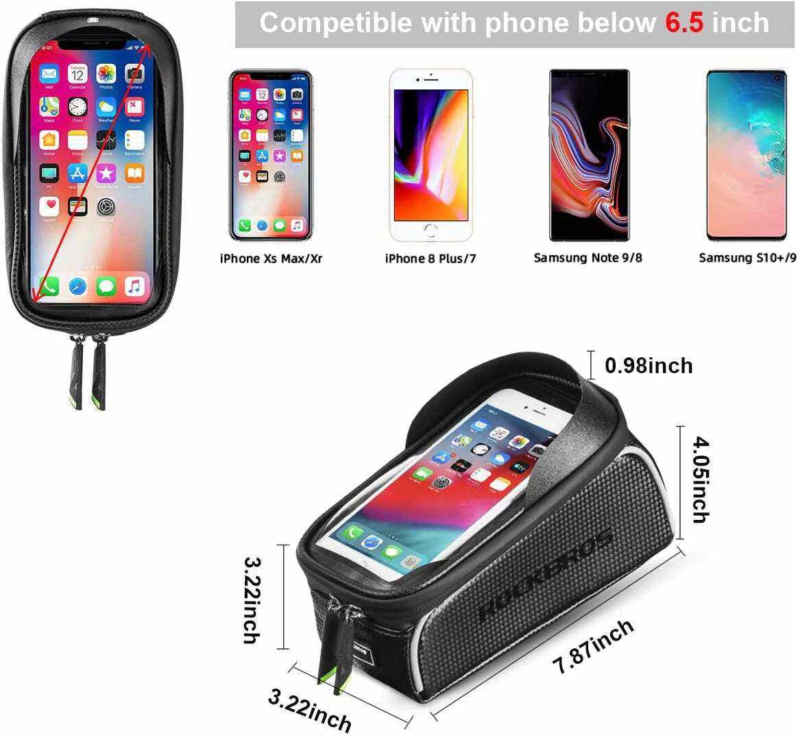 Top Tube Bike Bag With Phone Case Holder