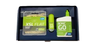 KMC GO Waxed Limited Edition Box | XSL Flat 12/13 Speed Ti-N Gold Chain | 150ml + 15ml Wax