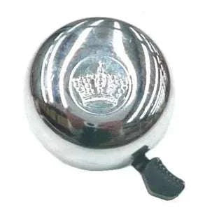 Crown design silver top steel bike bell for 25.4mm handlebars with polished finish