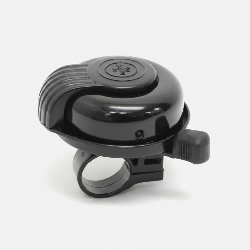 Compact black alloy bell with plastic base for 25.4mm handlebars