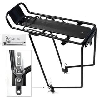 Rear Carrier For 26"-28" Bikes With Spring Bow Top Plate Fittings 15cm Long, Alloy - Black