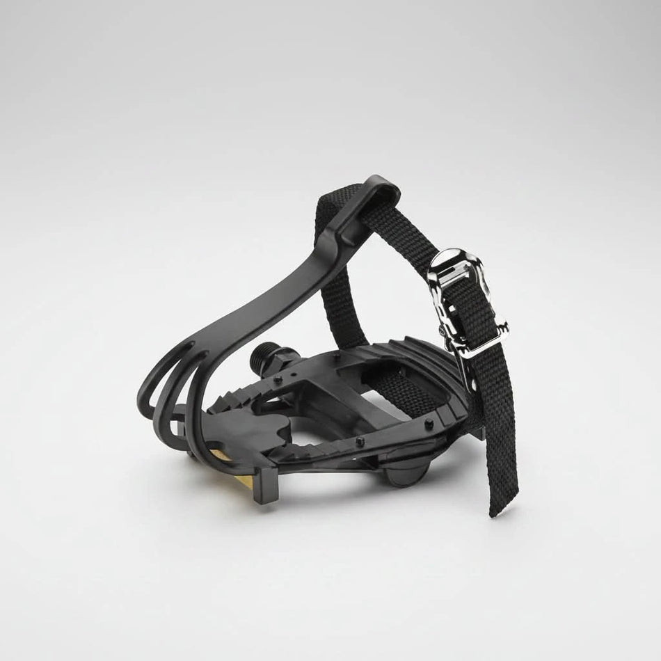 PEDALS 9/16 Axle P.P Including Toe Clip & Straps - Black