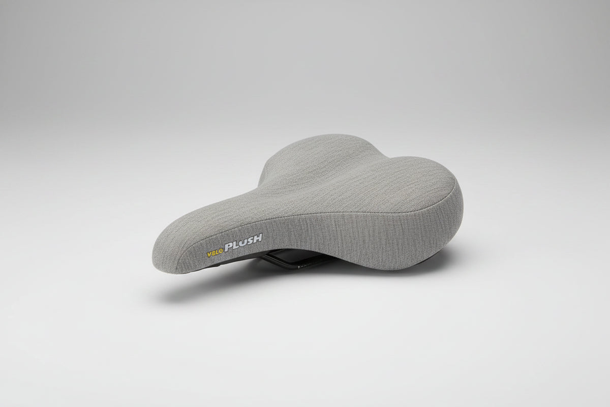 Velo Plush Saddle grey vinyl top with black rails and bumper 270x210mm for bike transport