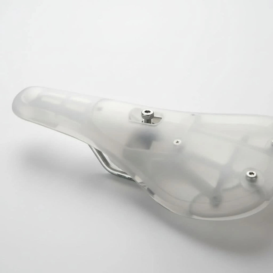 Pivotal BMX Saddle With Hollow Bolt PP Plastic Without Padding - Semi Clear