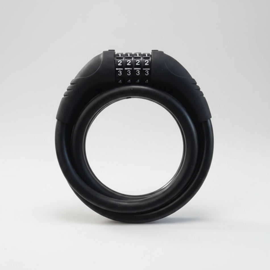 4 Digit Combination Cable Lock Silicone 12mm x 1800mm - Black