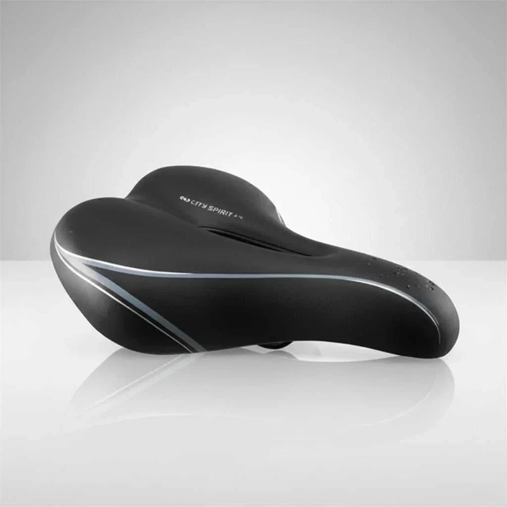 Ladies saddle vinyl top with black steel rails, 264x180mm designed for comfort and durability