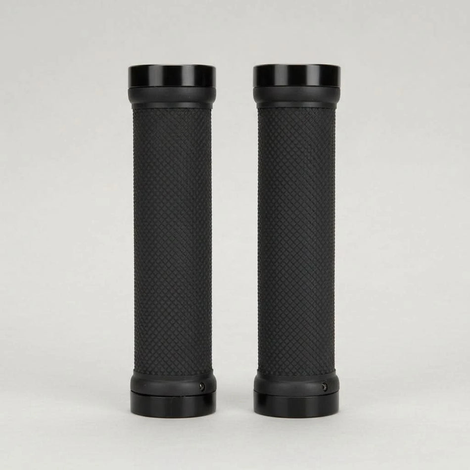130mm Lock-On Dual Clamp Black Grips with Black Rings