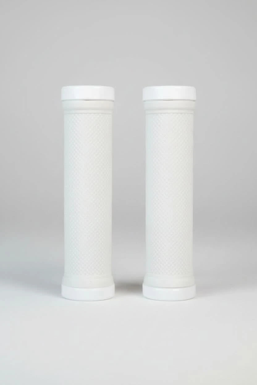 Lock-On Dual Clamp Grips 130mm With Plug With Rings - White
