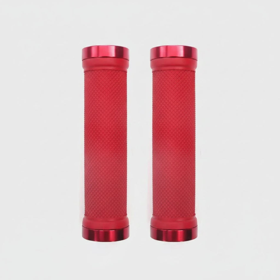 Lock-On Dual Clamp Grips 130mm With Plug With Rings - Red