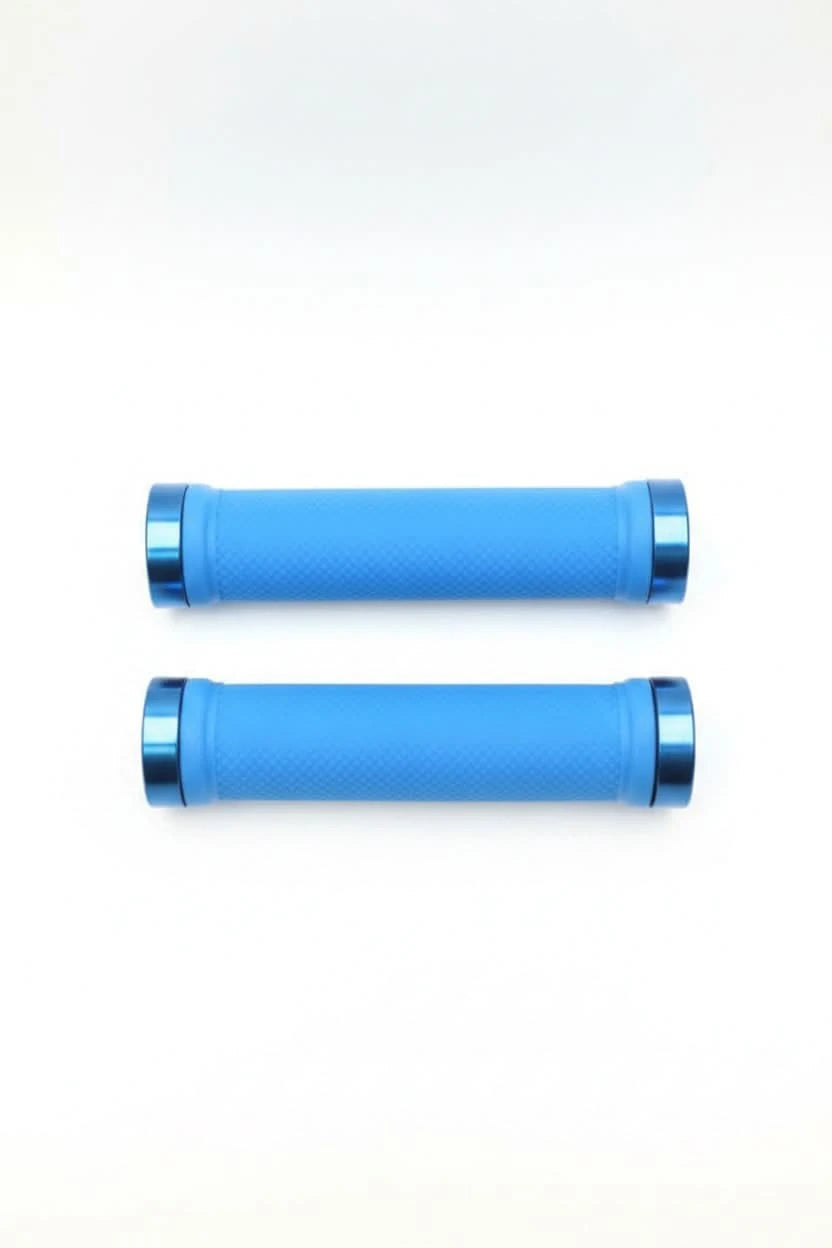 Lock-On Dual Clamp Grips 130mm With Plug With Rings - Blue