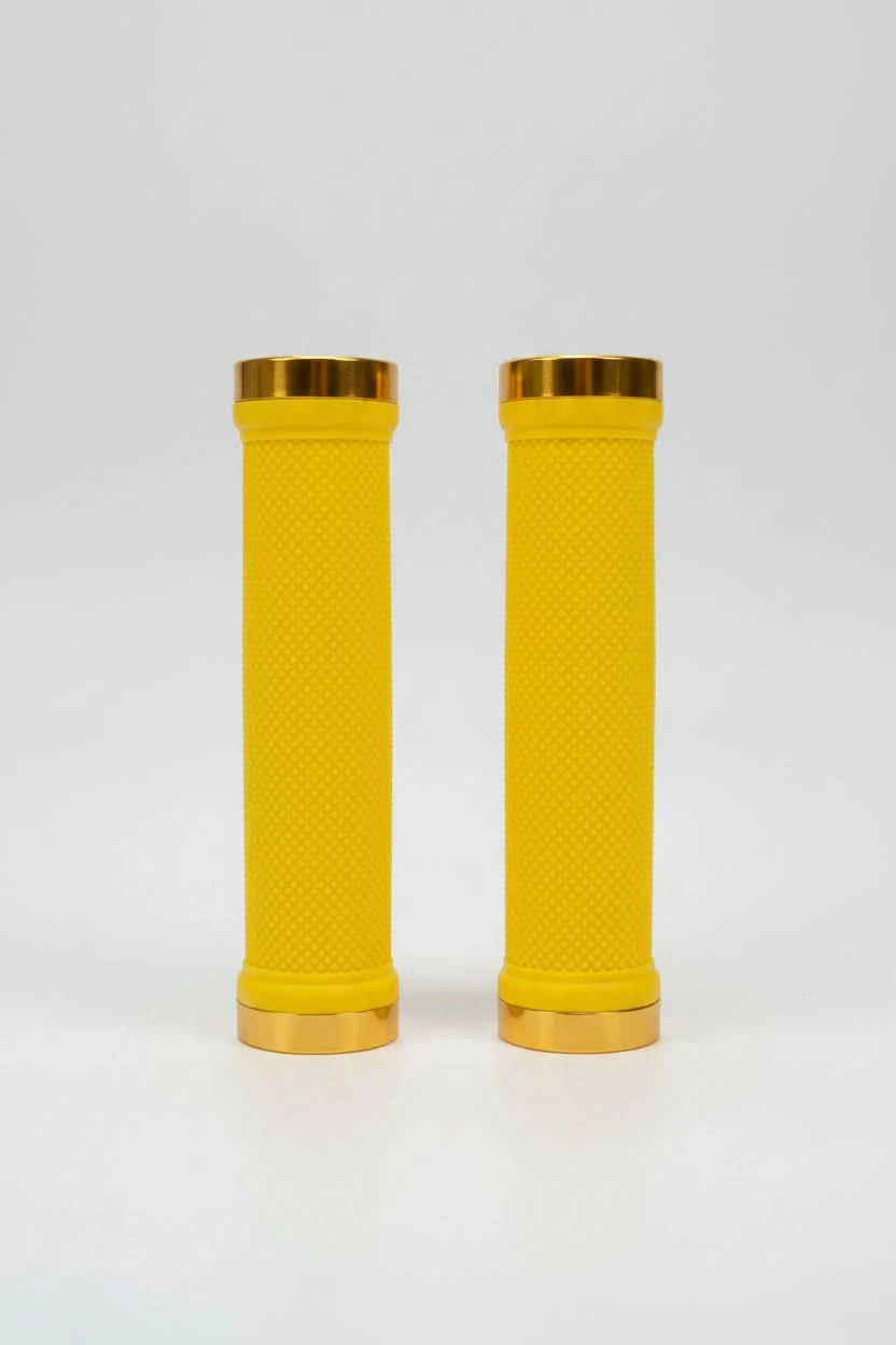 Lock-On Dual Clamp Grips 130mm With Plug With Rings - Gold
