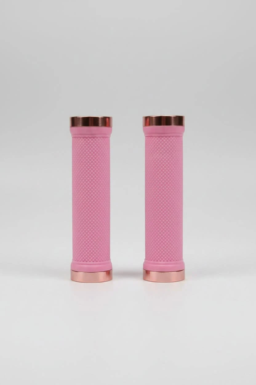 Lock-On Dual Clamp Grips 130mm With Plug With Rings - Pink