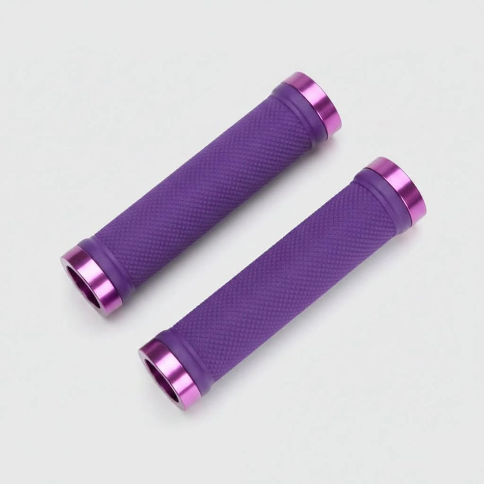 Lock-On Dual Clamp Grips 130mm With Plug With Rings - Purple