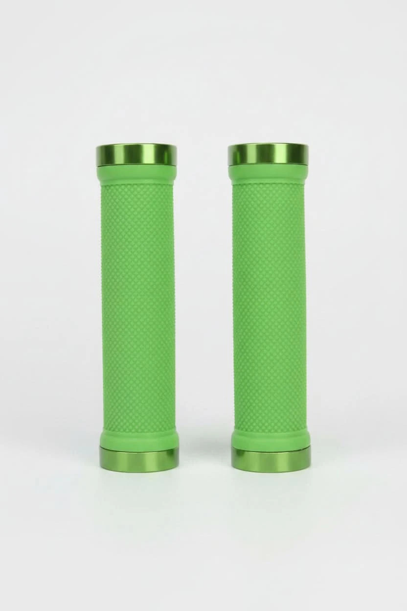 Lock-On Dual Clamp Grips 130mm With Plug With Rings - Lime Green