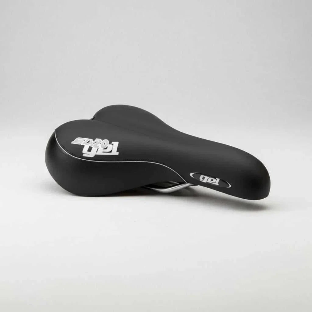 270 x 170mm dual density black MTB saddle with gel insert for comfort on mixed terrain