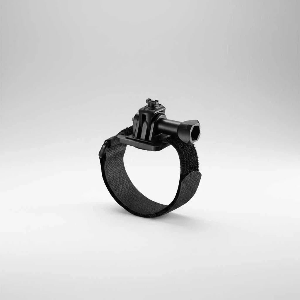 Universal helmet mount accessory for lights and action cameras with adjustable positioning and quick installation