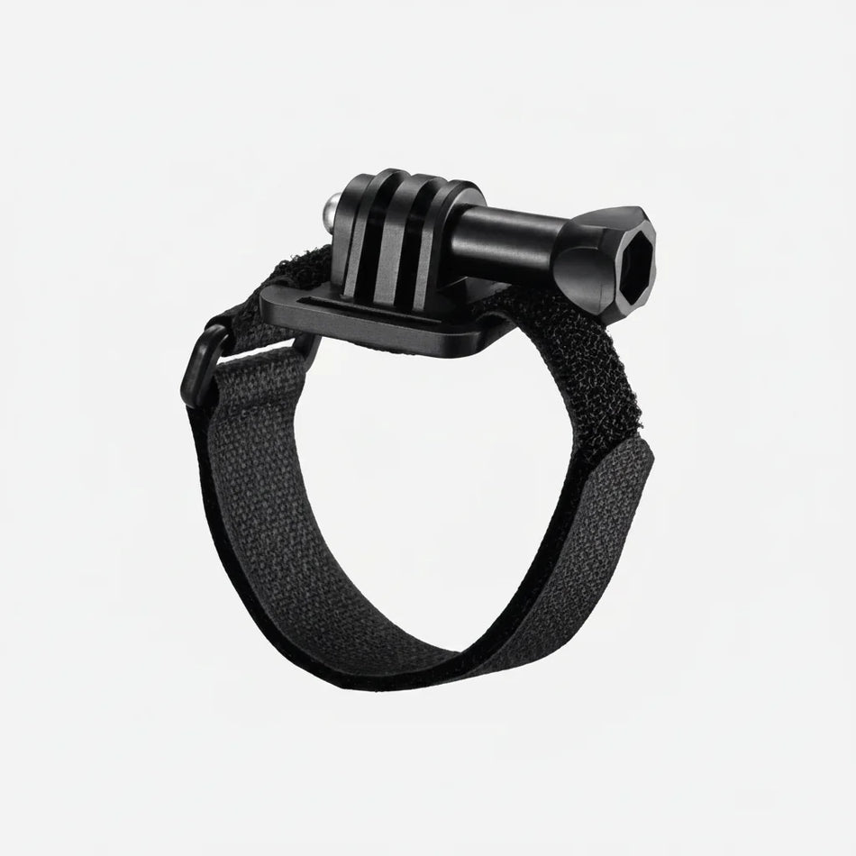Helmet mount with adjustable Velcro strap for GoPro and lights, secure and stable on helmets