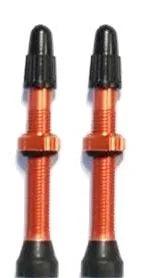 2 Pcs Tubeless Valves Alloy With Extended O-Ring 44mm FV/PV - Orange