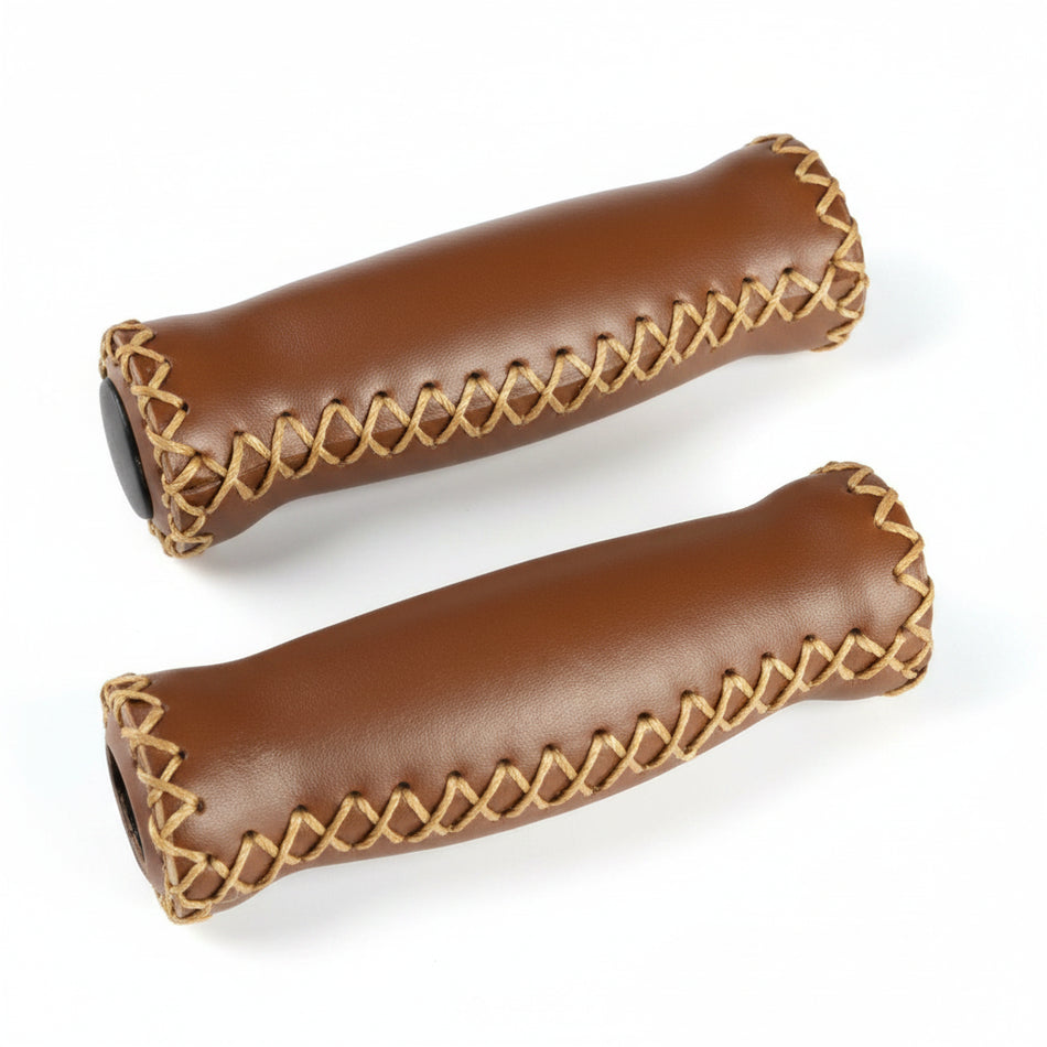 VELO Handlebar Grips 127mm Foam With Brown Cover And Black Plugs