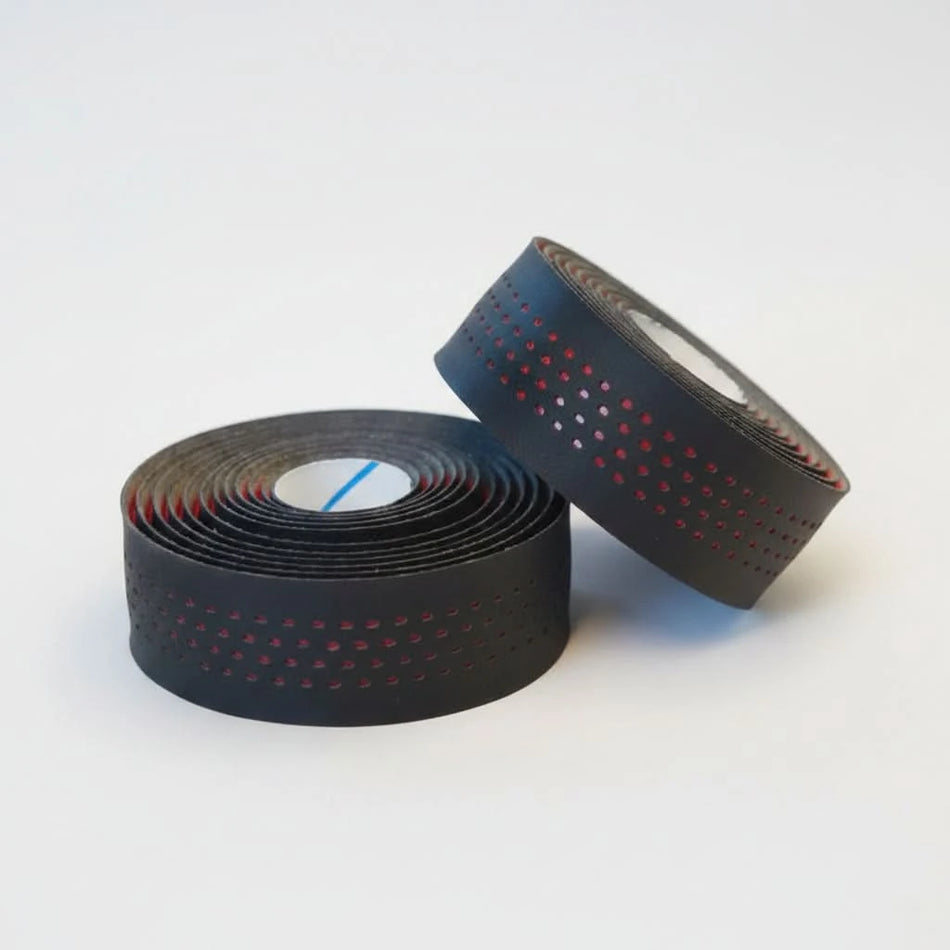 Handlebar Cushion Tape Black Microfibre + RED Shockproof Gel With Plugs