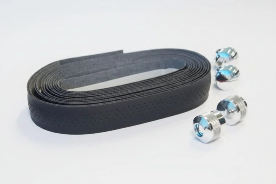 Handlebar Cushion Tape Microfibre Holes With Black Background With Plugs - Black