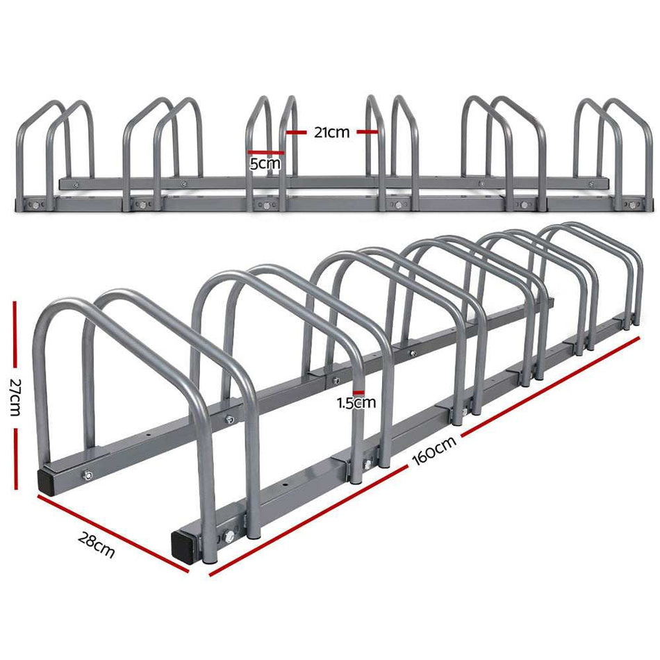 6 Bicycle Storage Floor Parking Holder Cycling Silver