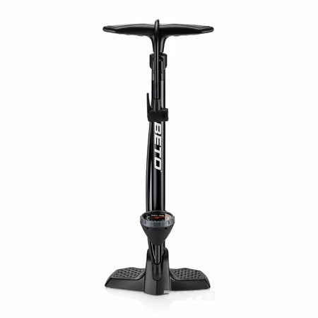 BETO Python Floor Pump 26-inch tall steel barrel with 3.5-inch gauge and 160 PSI pressure for precise bike tire inflation