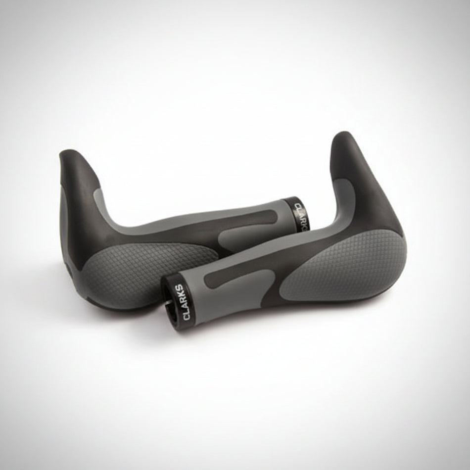 Clarks Ergonomic Lock-On Grips with Integrated Bar Ends - Black/Grey