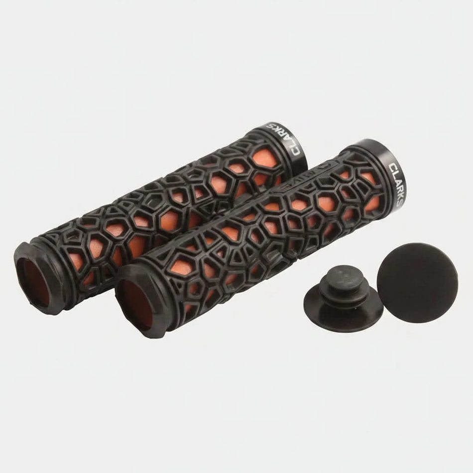 Clarks 130mm Grips With Alloy Locking Ring Black Overlay / Red inner