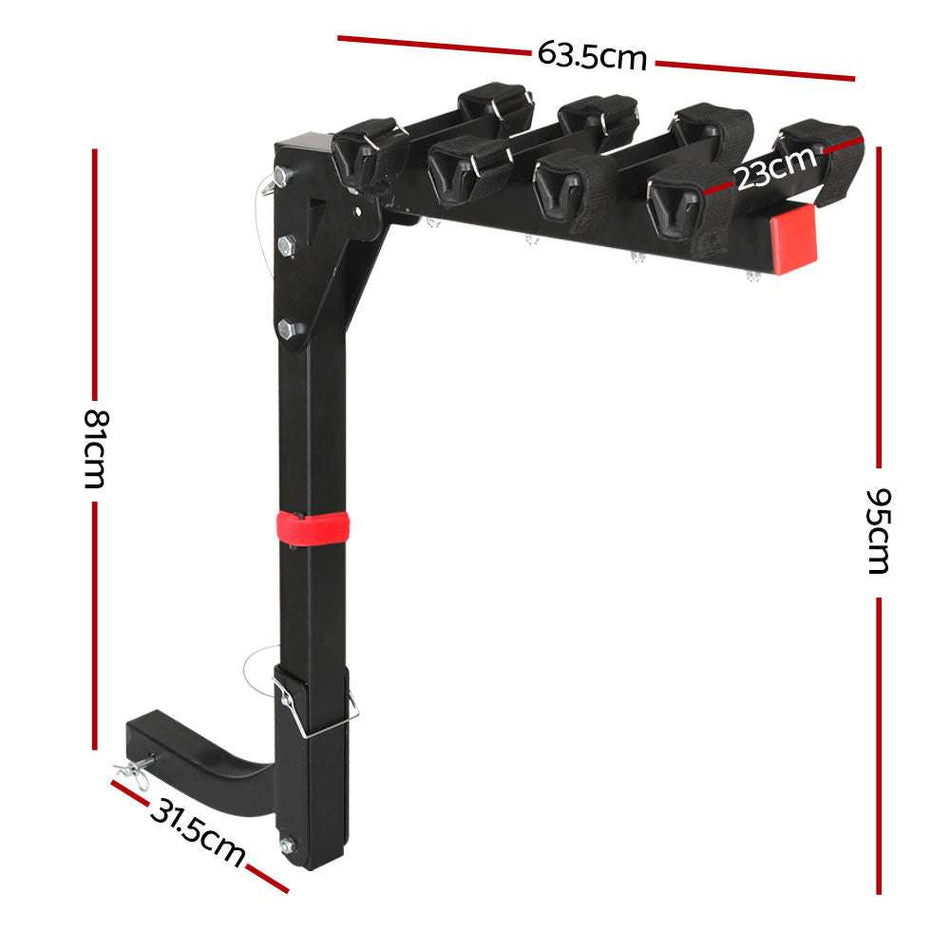 Foldable 4 Bike Hitch Rack | Black