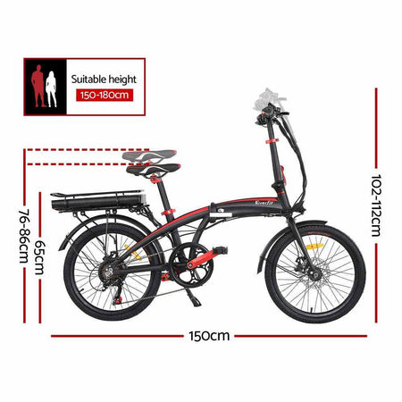 250W Foldable Commuter Electric Bike with Rechargeable Battery | Black