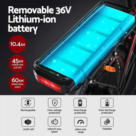 250W Foldable Commuter Electric Bike with Rechargeable Battery | Black