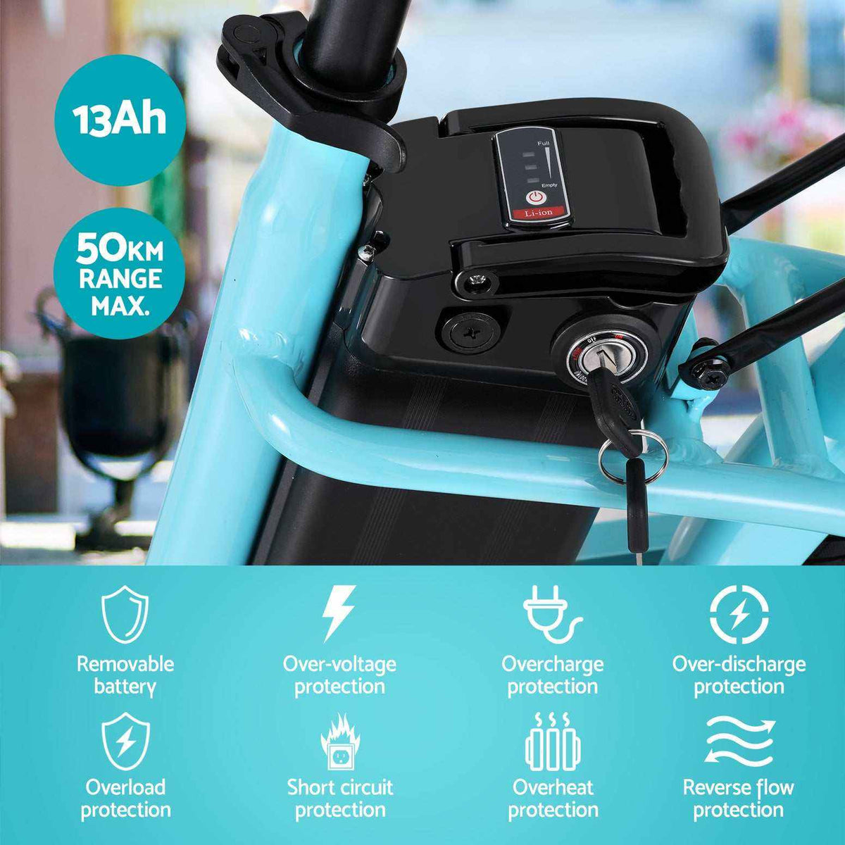 Electric Commuter City Bike w/ Battery | Blue