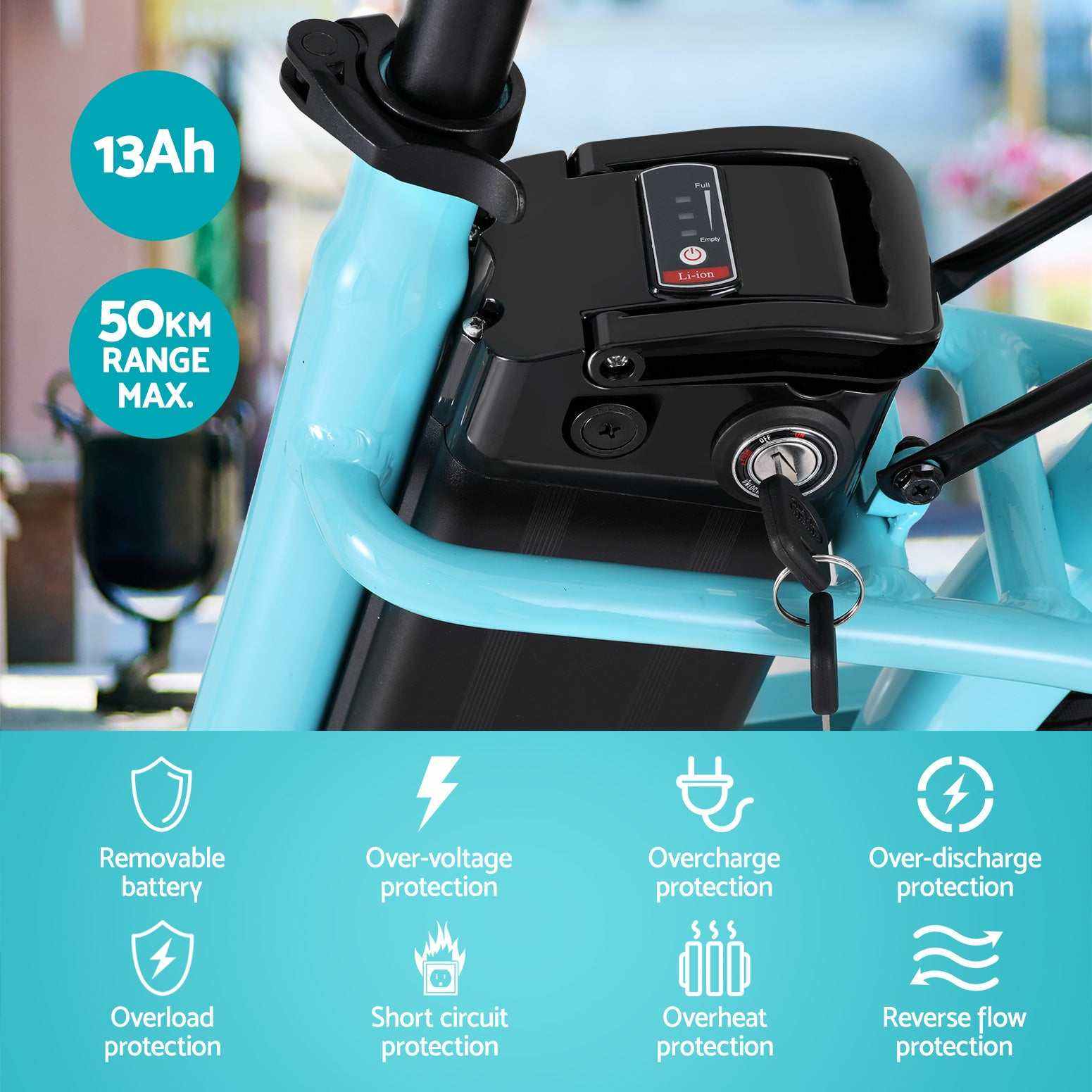 Electric Commuter City Bike w/ Battery | Blue