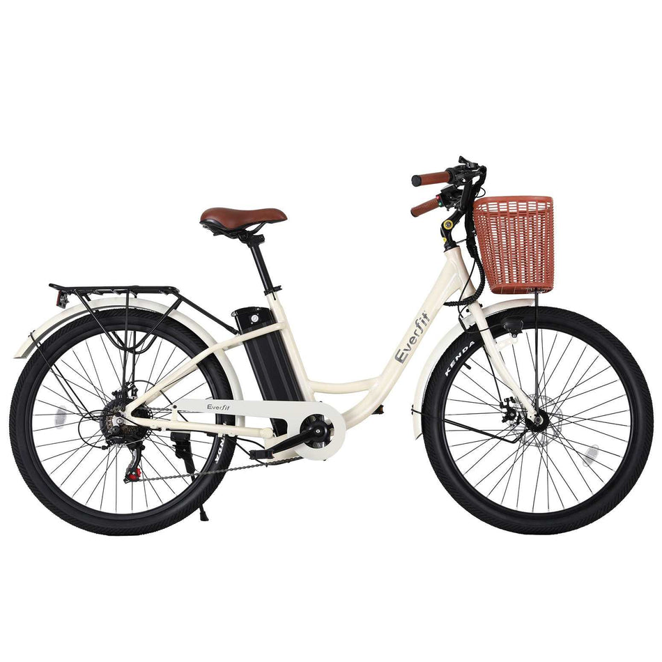 26 Inch City Commuter Ebike w/ Battery | White