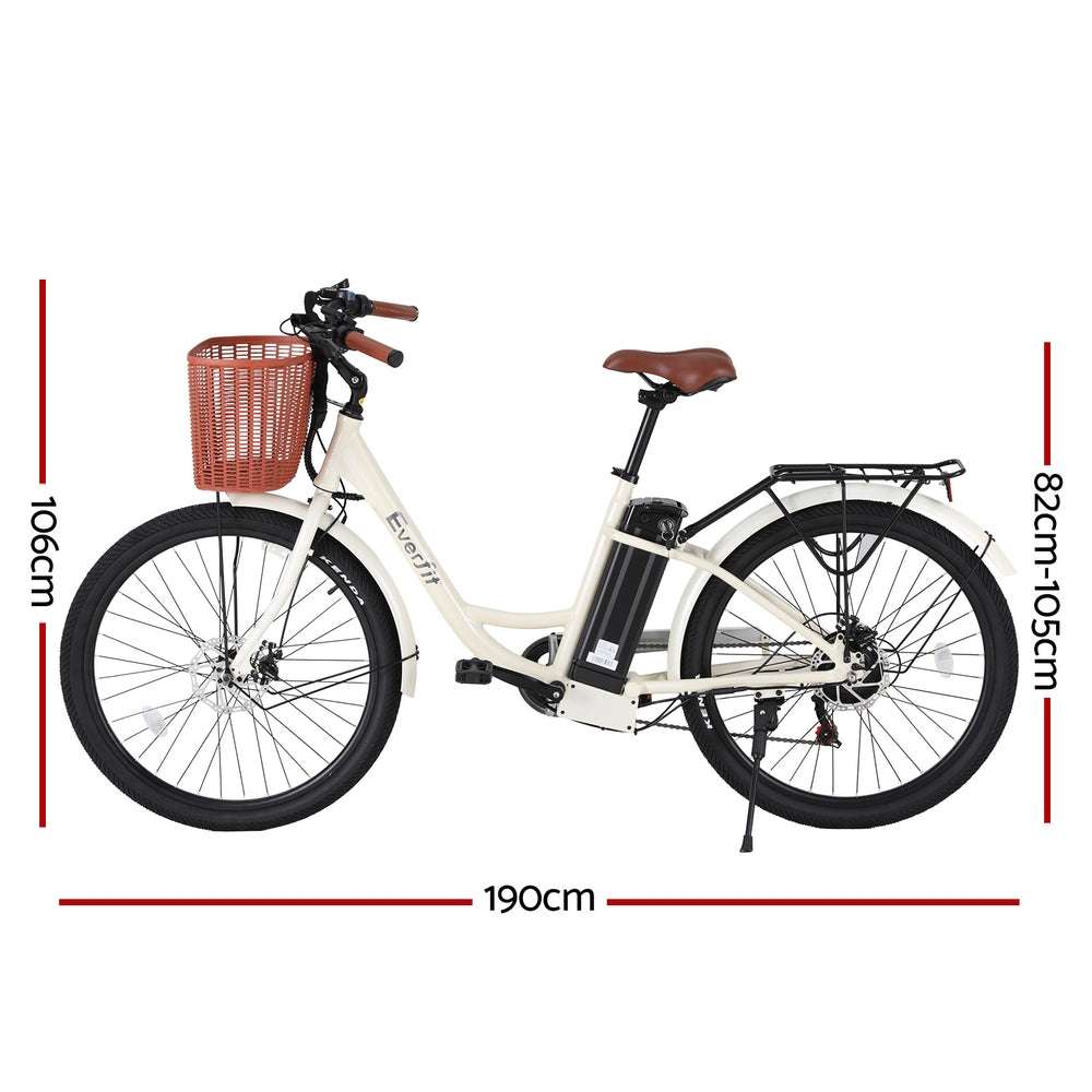 26 Inch City Commuter Ebike w/ Battery | White