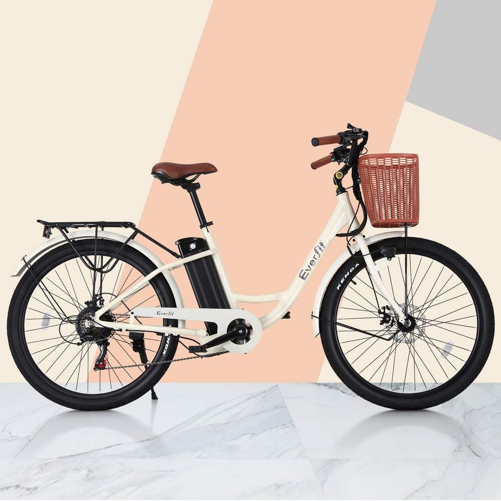 26 Inch City Commuter Ebike w/ Battery | White