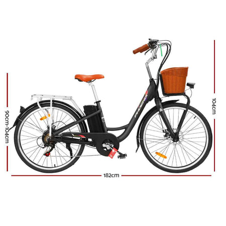 26 Inch Urban eBike with Front Basket | Black