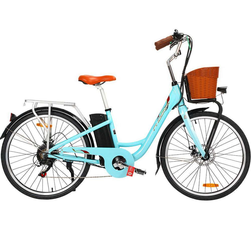 26 Inch Urban eBike with Basket | Blue