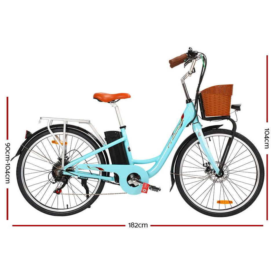 26 Inch Urban eBike with Basket | Blue