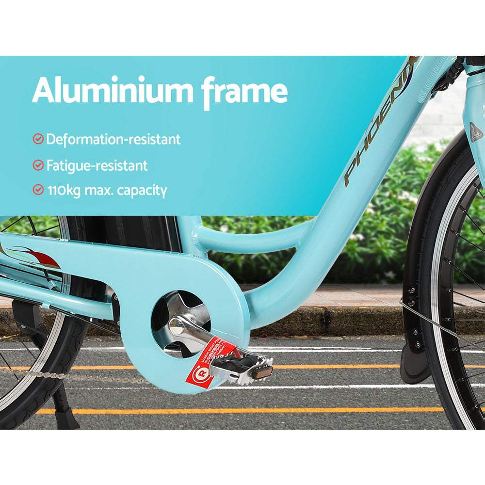 26 Inch Urban eBike with Basket | Blue