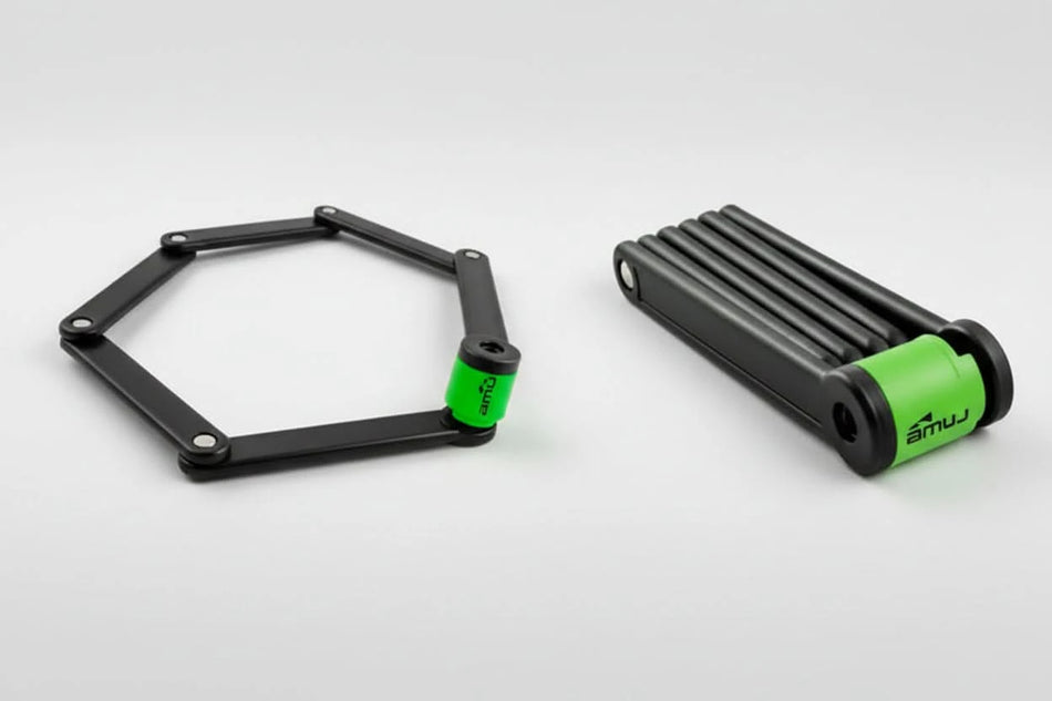 LUMA High Security Key Folding Lock With Green Highlights 80cm With Mounting Bracket