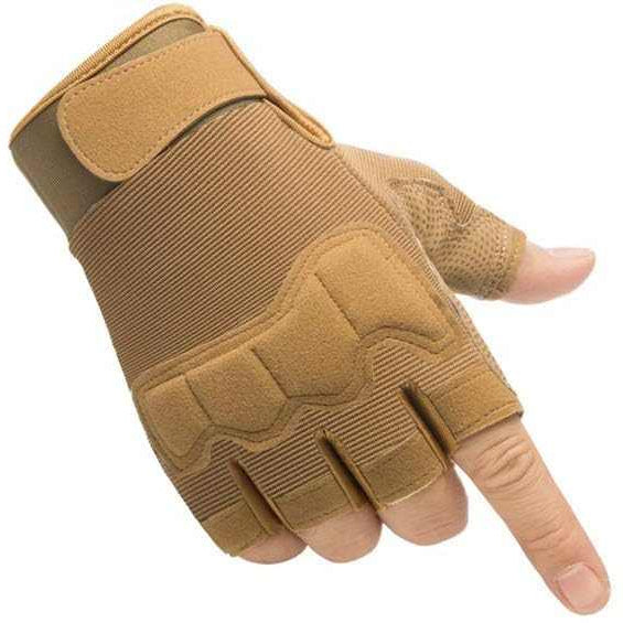 Tactical Fingerless Gloves with Knuckle Protection – Breathable Outdoor Gloves for Shooting, Hunting, Cycling, and Training (Yellow,S)