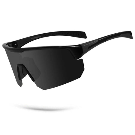 Black high-end polarized sports sunglasses with UV400 protection and lightweight TR90 frame