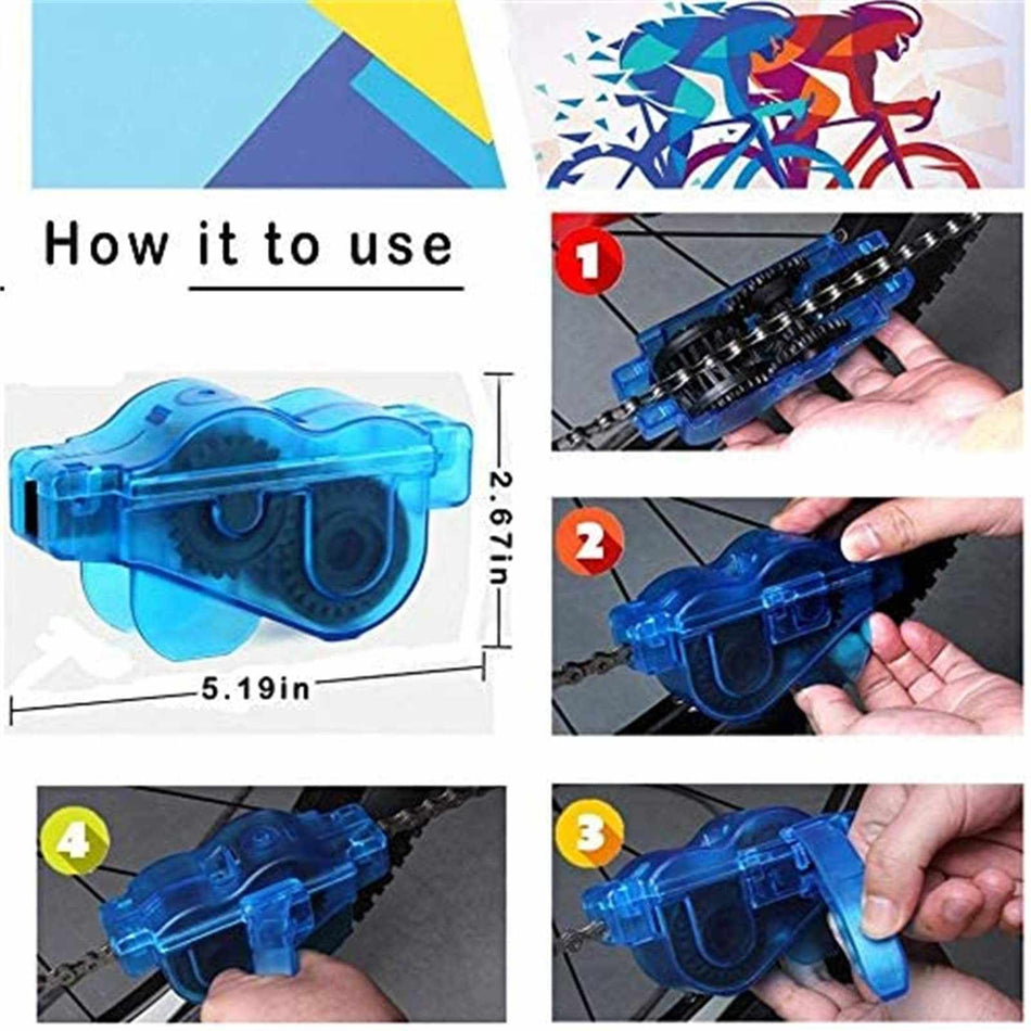 9-Piece Bike Cleaning Kit – Chain Cleaner, Tire Brush, Frame Scrubber, Gear Brush, Microfiber Glove for Mountain, Road, BMX Bikes (Yellow-Orange)